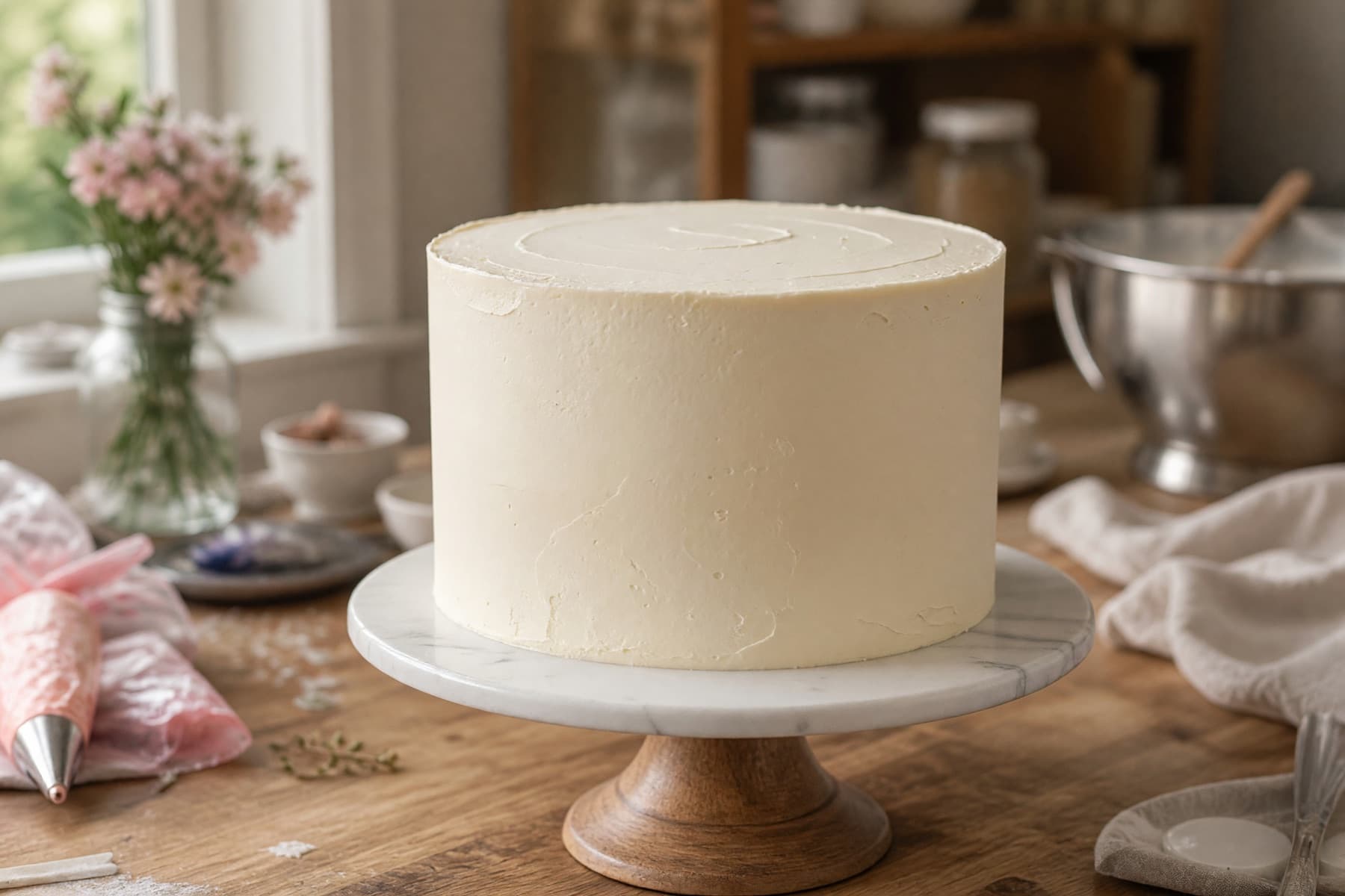 Custom celebration cake with a smooth buttercream base