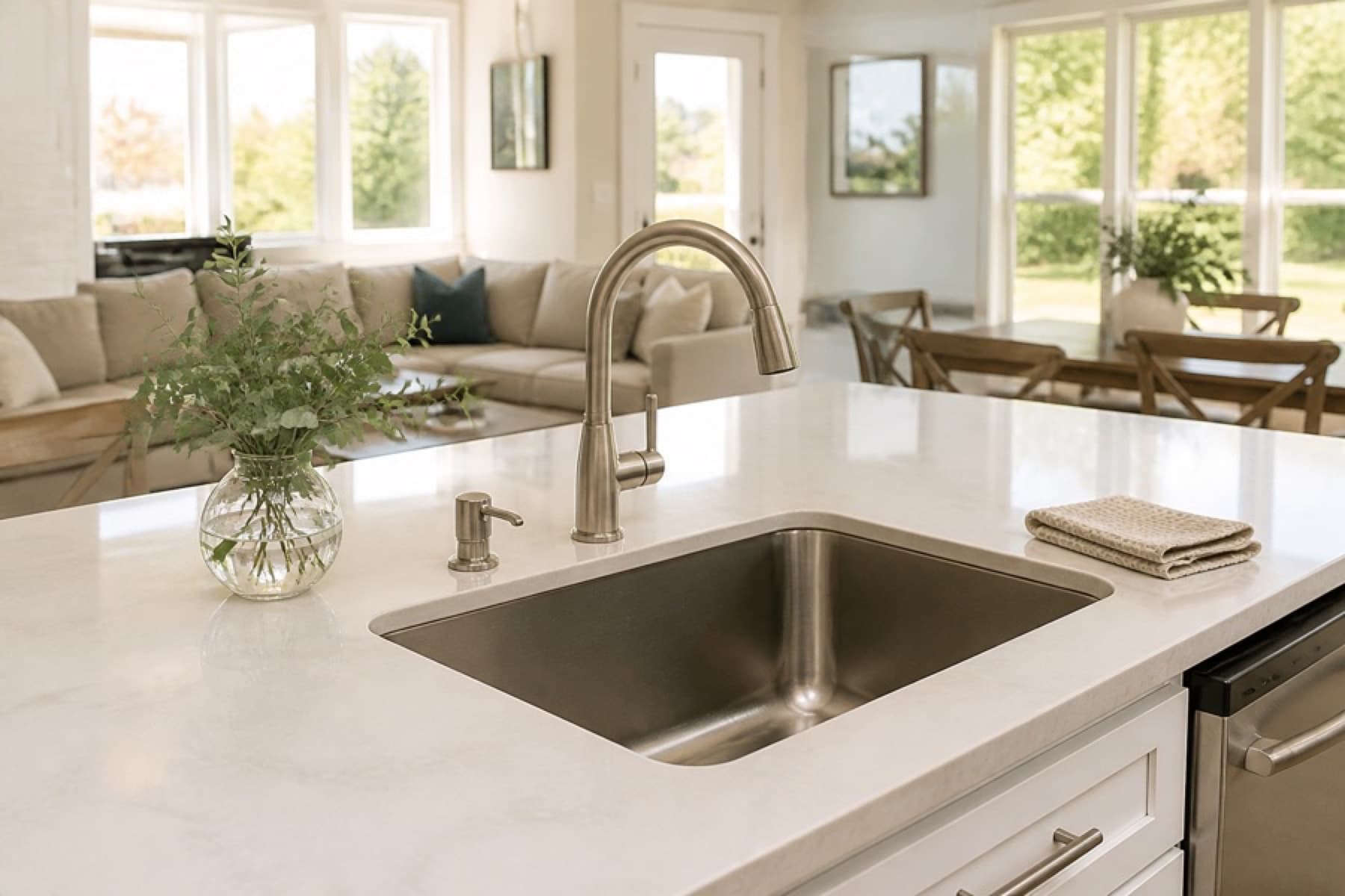 Bright clean kitchen after professional house cleaning